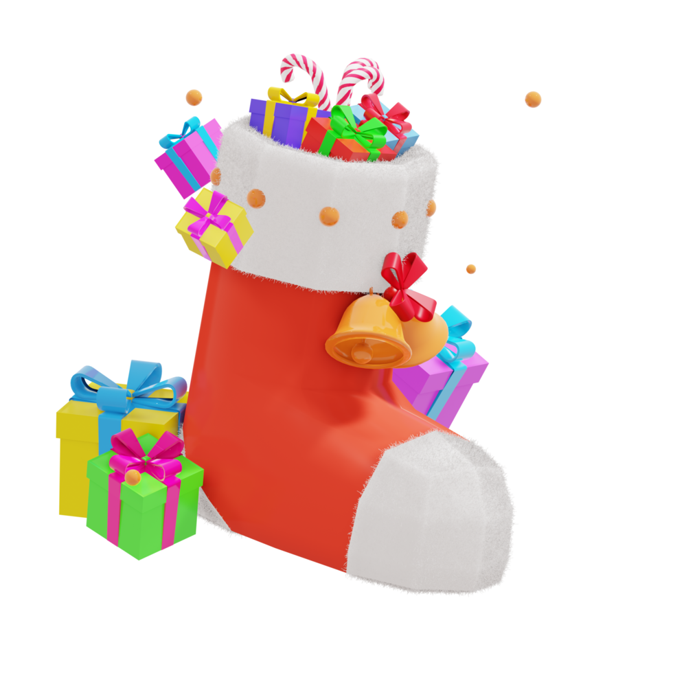 Ilustración 3d del producto de zapatos de santa claus para el tema del día de navidad png