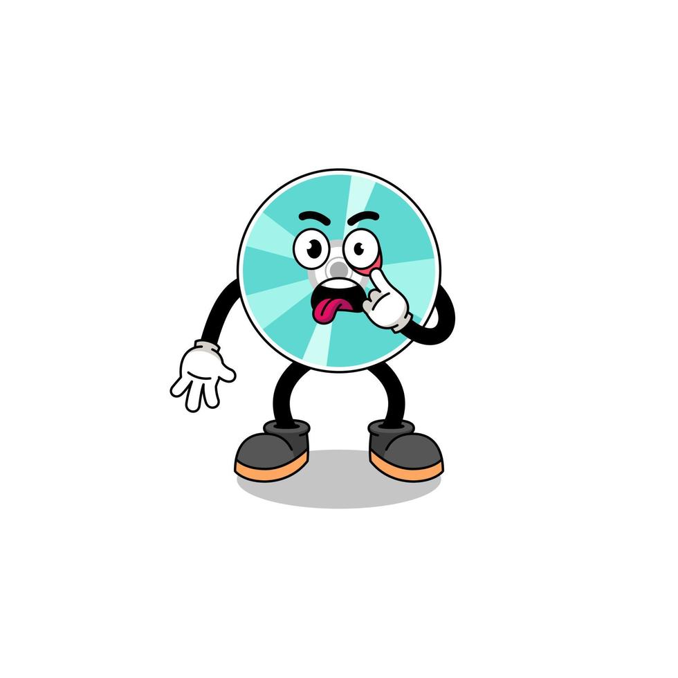 Character Illustration of optical disc with tongue sticking out vector