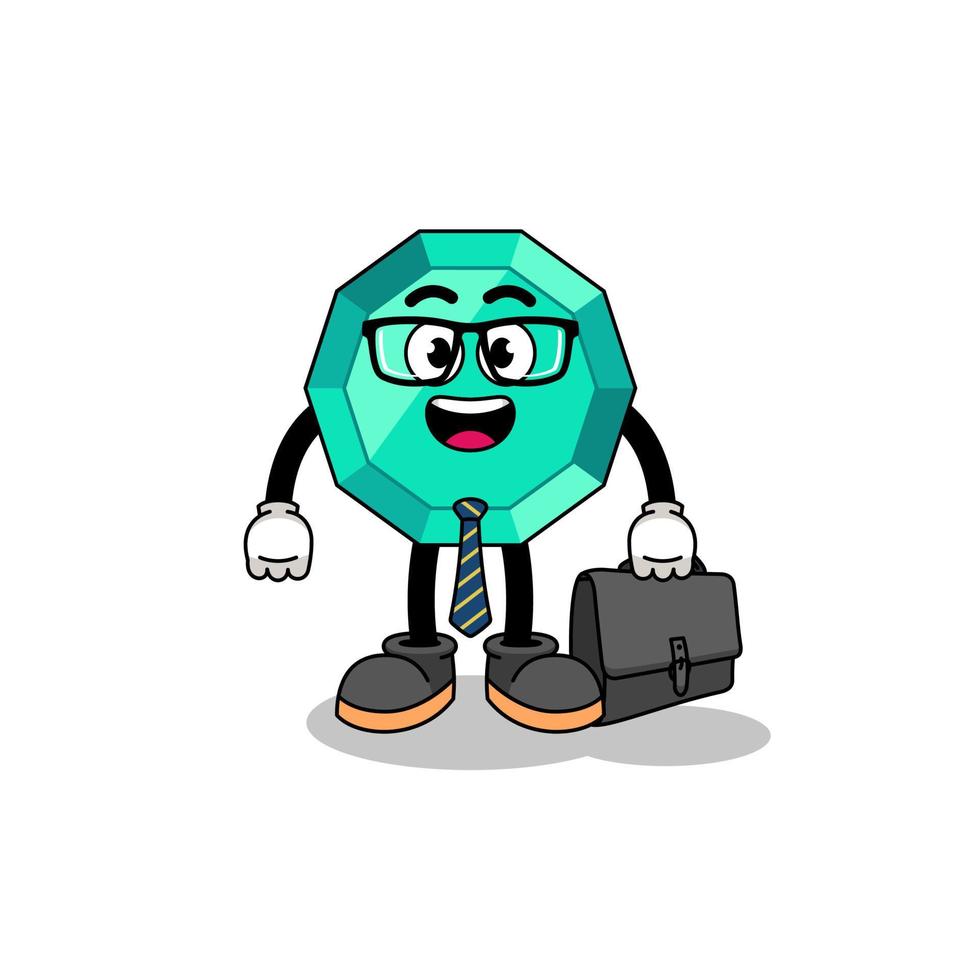 emerald gemstone mascot as a businessman vector