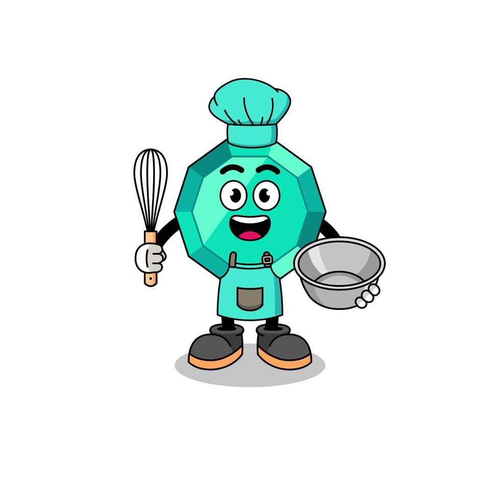 Illustration of emerald gemstone as a bakery chef vector