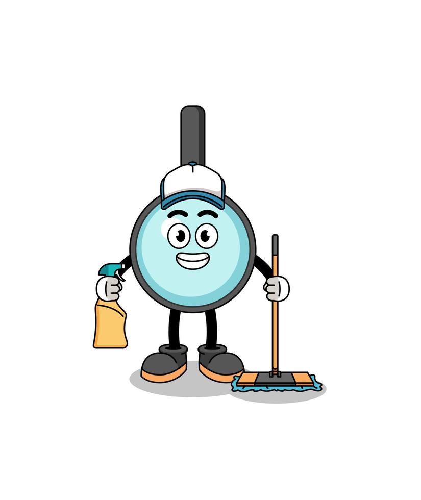 Character mascot of magnifying glass as a cleaning services vector