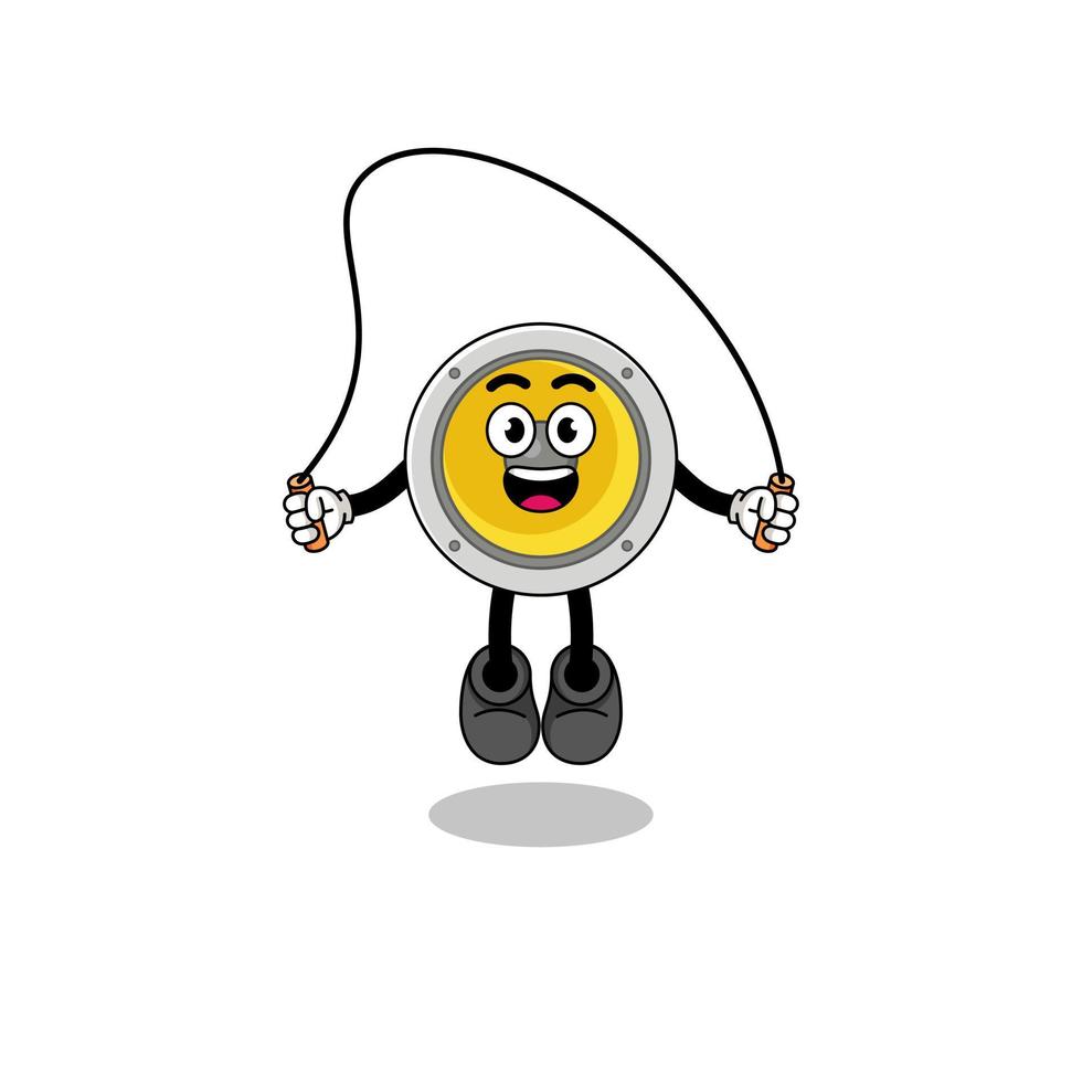 speaker mascot cartoon is playing skipping rope vector