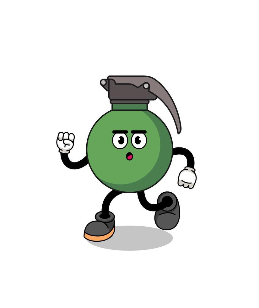 running grenade mascot illustration vector