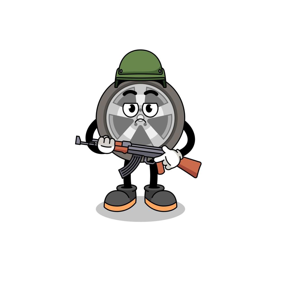 Cartoon of car wheel soldier vector