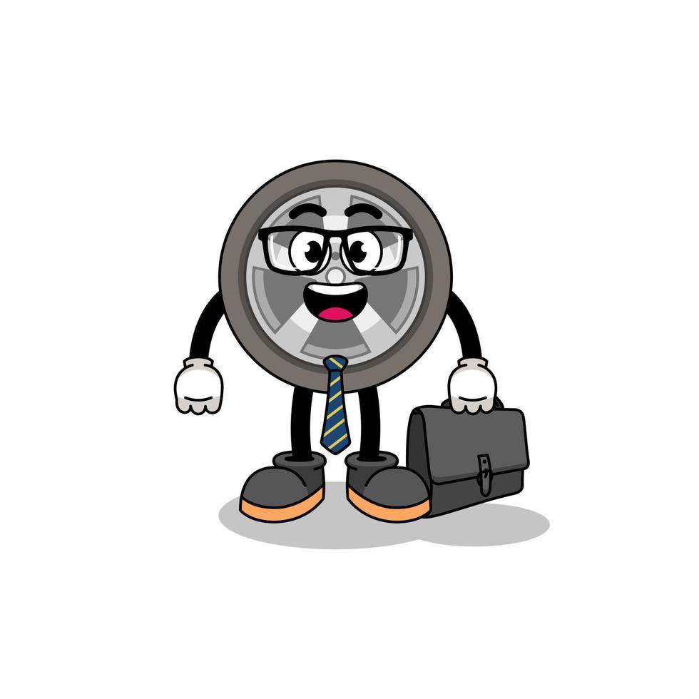 car wheel mascot as a businessman vector