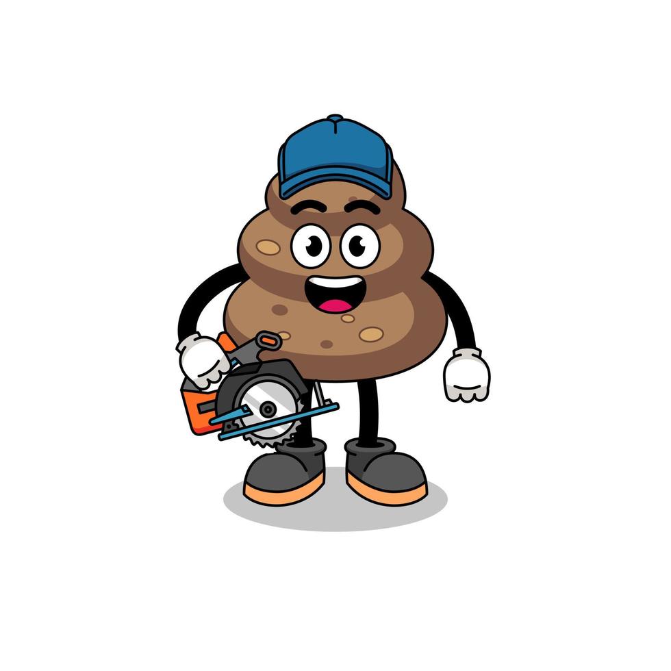 Cartoon Illustration of poop as a woodworker vector