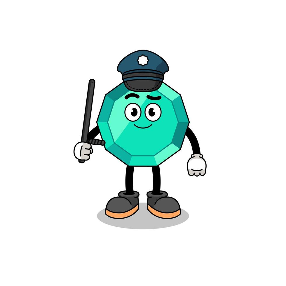Cartoon Illustration of emerald gemstone police vector
