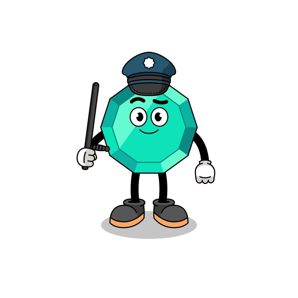 ilustración de dibujos animados de la policía de piedras preciosas esmeralda vector