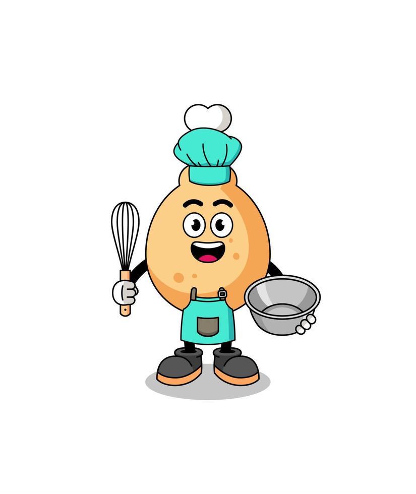 ilustración de pollo frito como chef de panadería vector