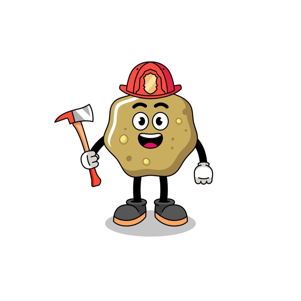 Cartoon mascot of loose stools firefighter vector