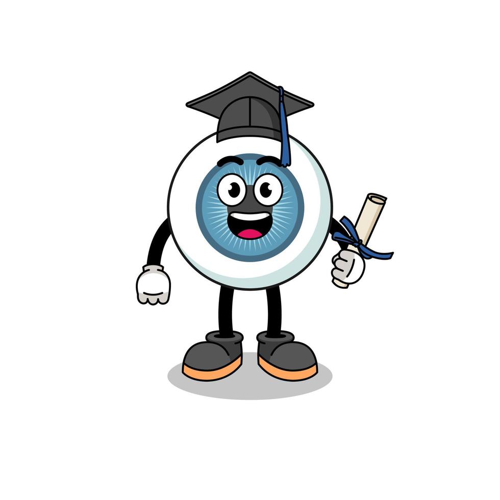 eyeball mascot with graduation pose vector