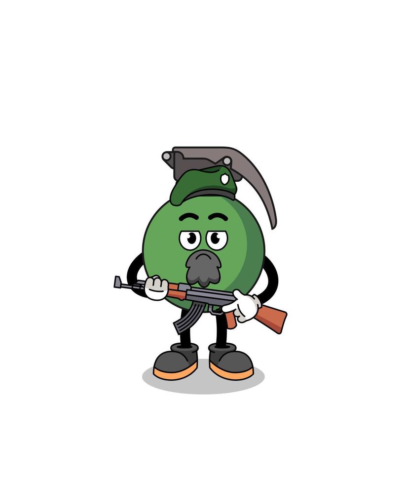 Character cartoon of grenade as a special force vector