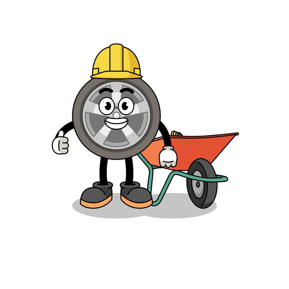 dibujos animados de rueda de coche como contratista vector