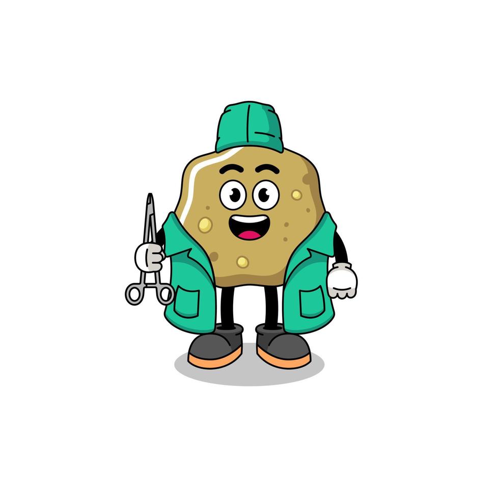 Illustration of loose stools mascot as a surgeon vector