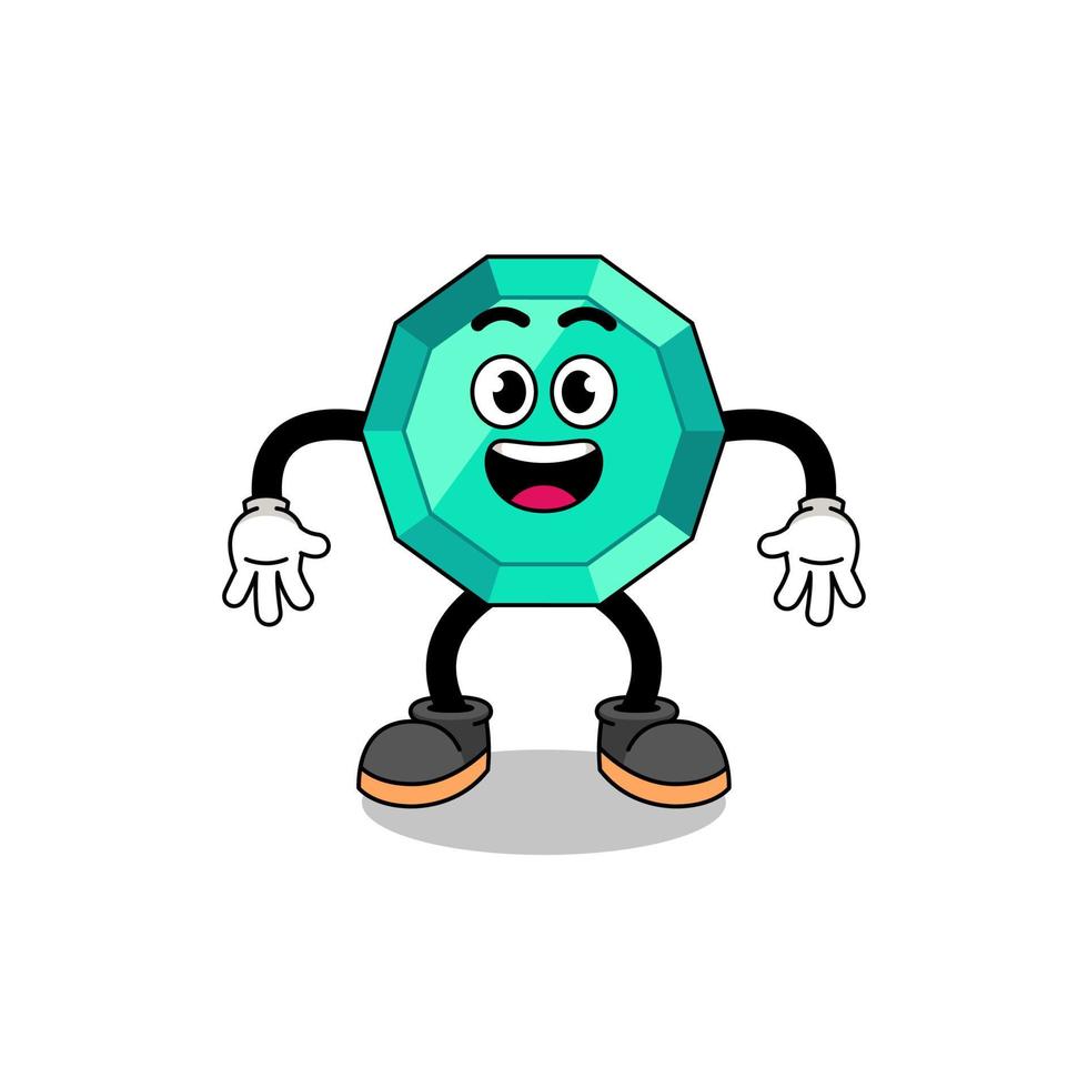 emerald gemstone cartoon with surprised gesture vector