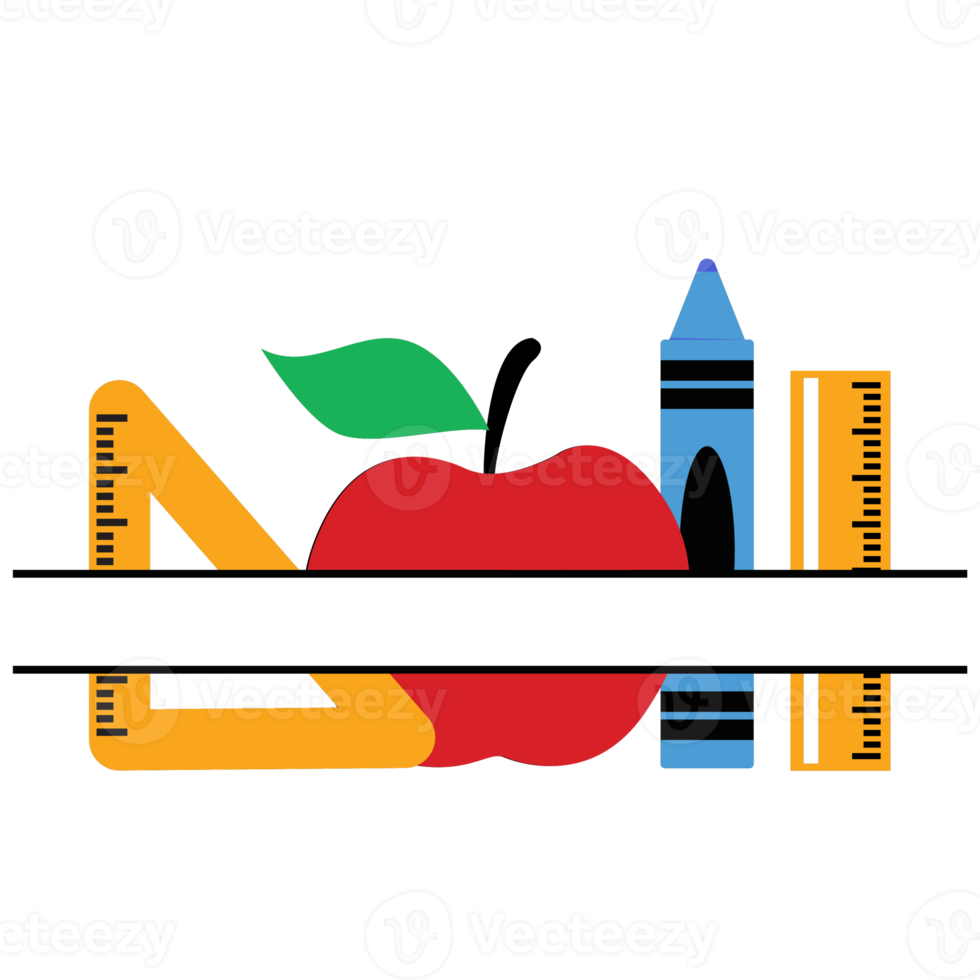 fournitures scolaires enseignant monogramme divisé png