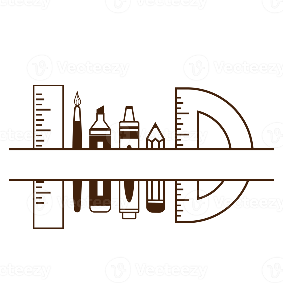 monogramma diviso delle forniture scolastiche degli insegnanti png