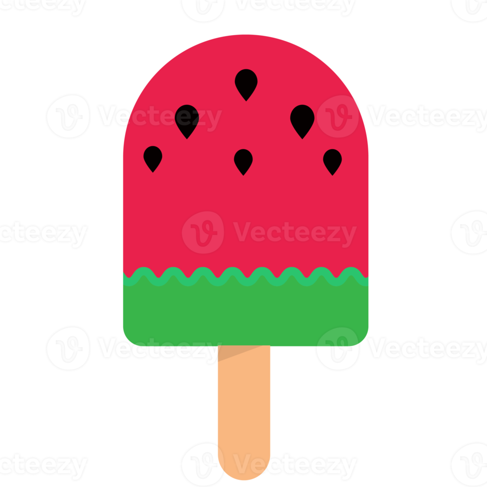 Bitten watermelon popsicle dessert, fruit ice. Ice cream on a stick png