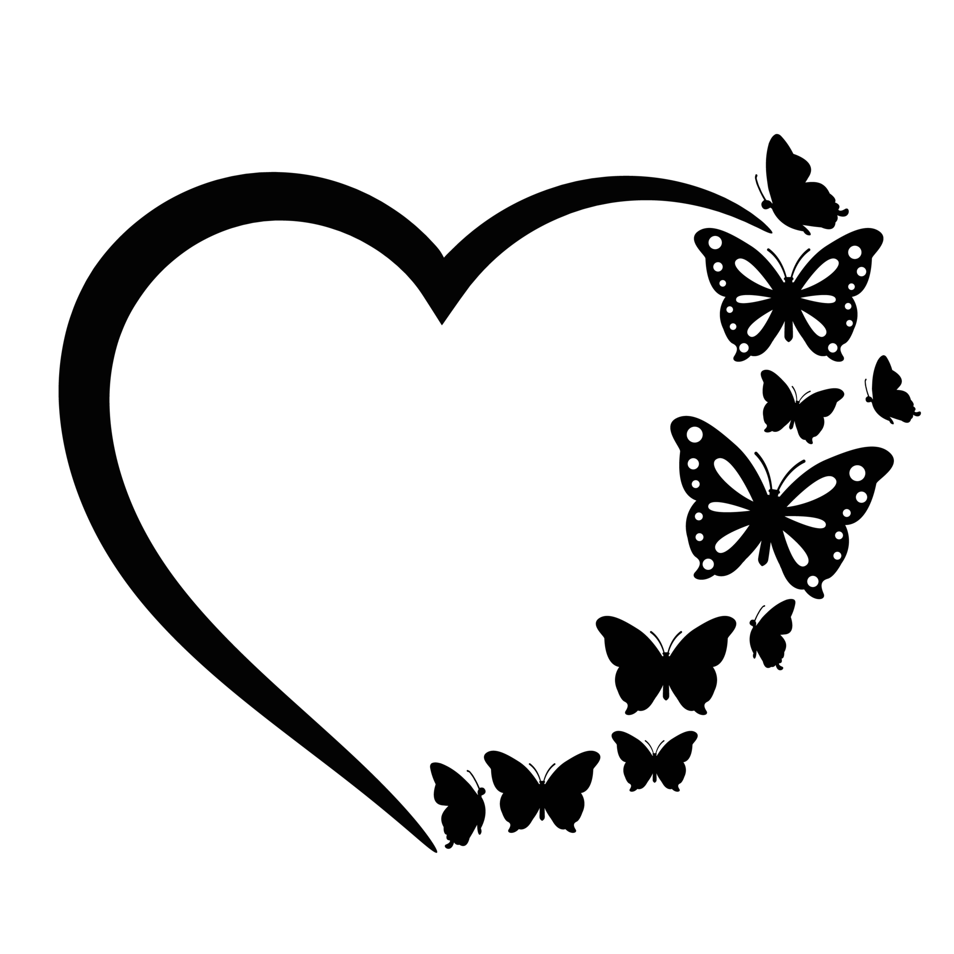mariposas voladoras en patrón de marco de forma de corazón 9336420 PNG