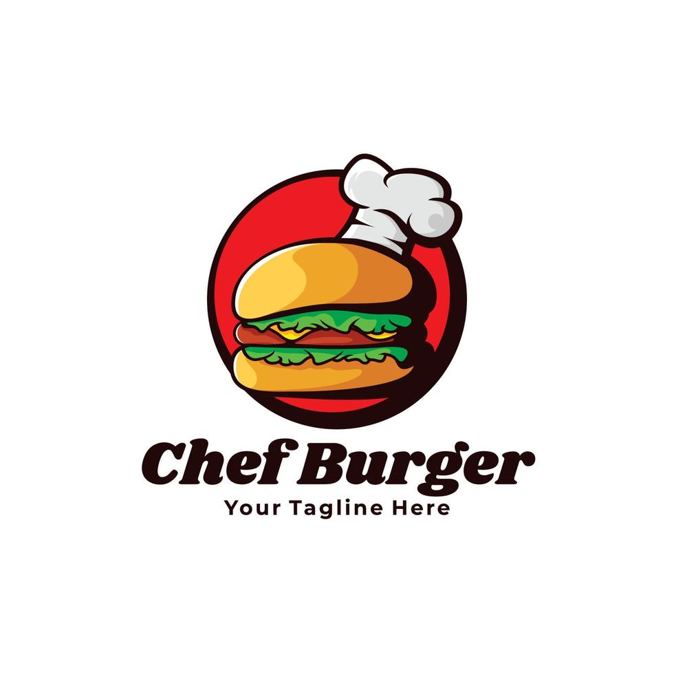 ilustración de logotipo de hamburguesa de chef vector