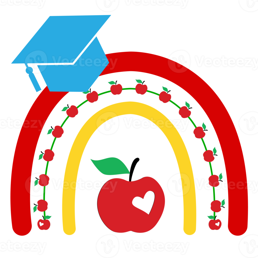 regnbåge med lärare skolmaterial design png