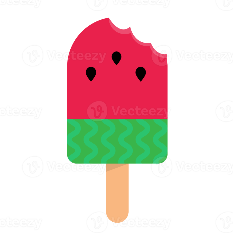 gebissenes Wassermelonen-Eis am Stiel-Dessert, Fruchteis. Eis am Stiel png