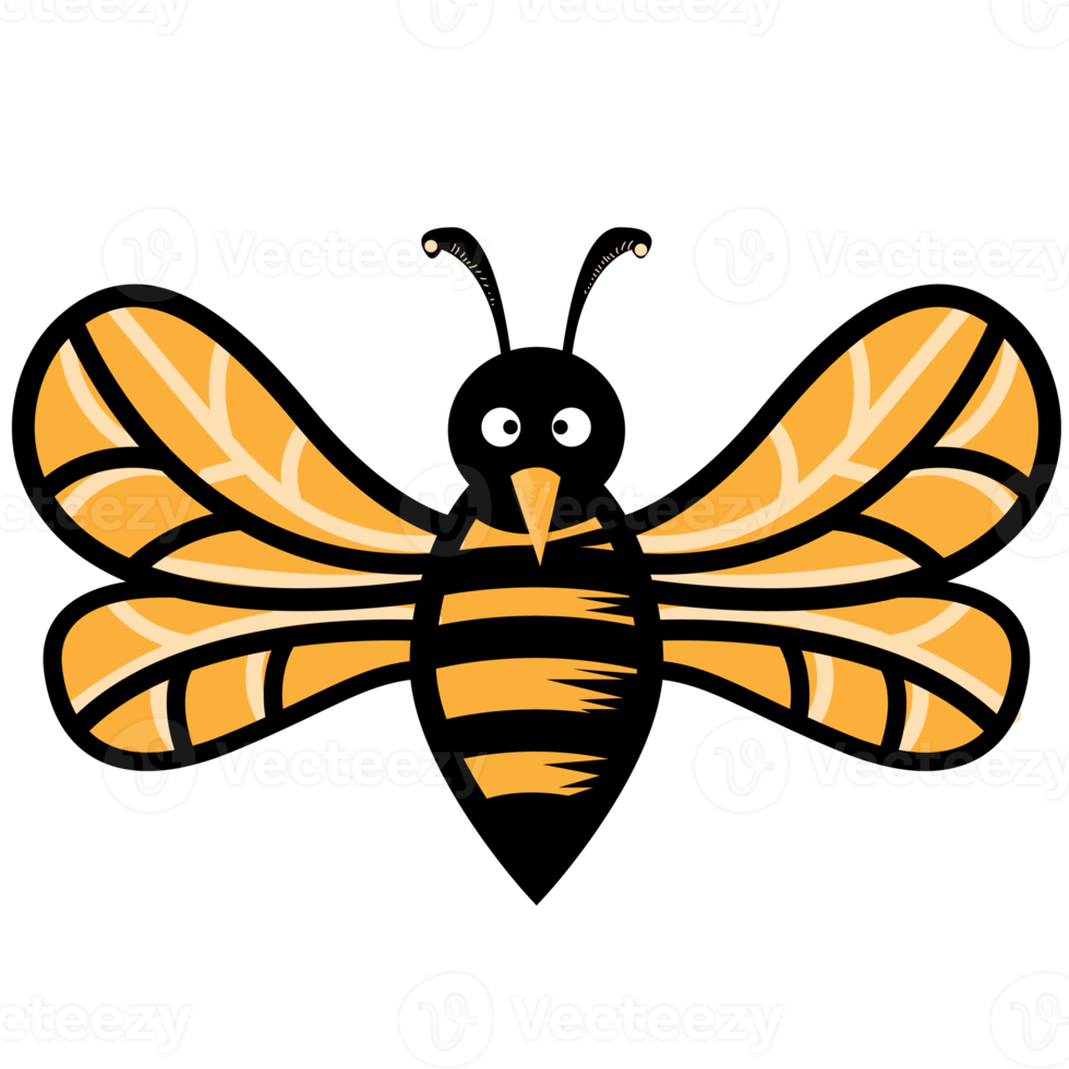 Yellow and Black Cute Cartoon bee element png