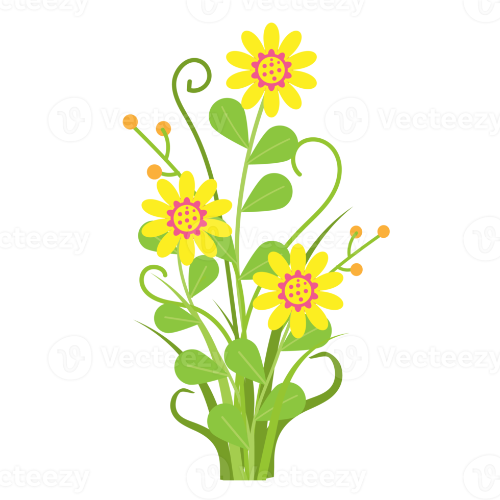 wildflowers and grass.Beautiful bouquets of meadow yellow flowers png