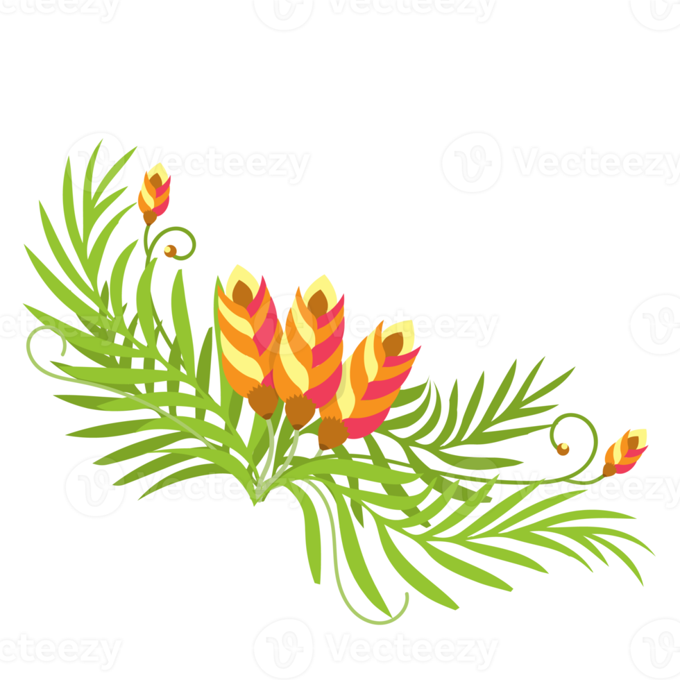 Beautiful floral half moon bouquet wreath png