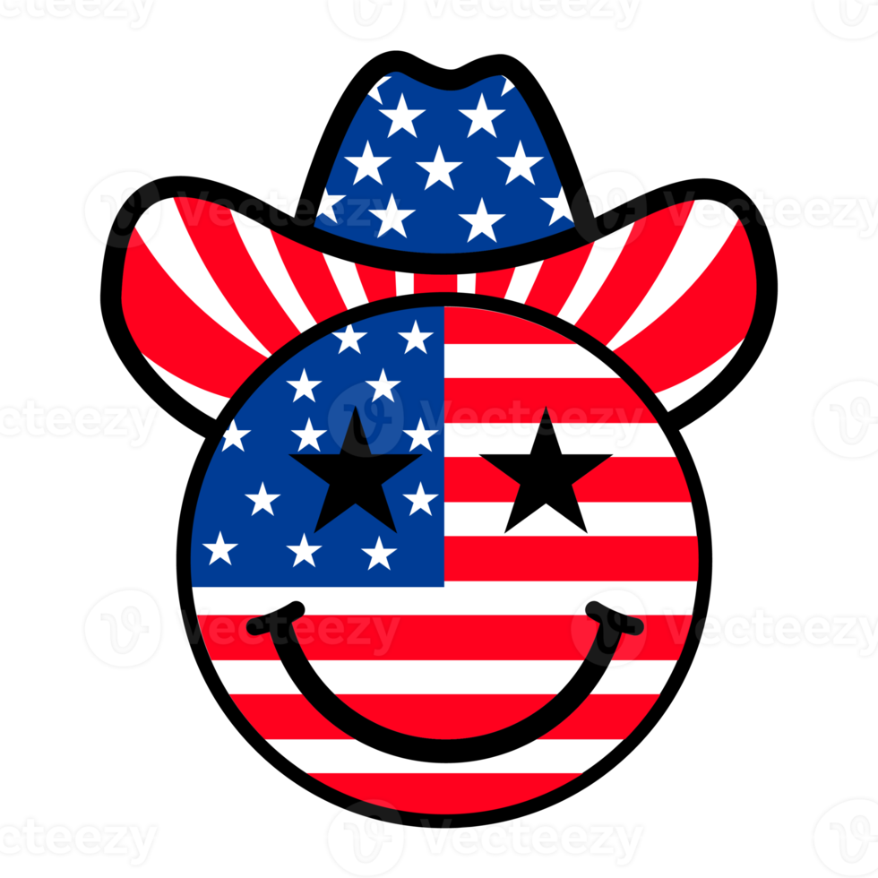 amerikaanse vibes smiley 4 juli retro patriottisch png