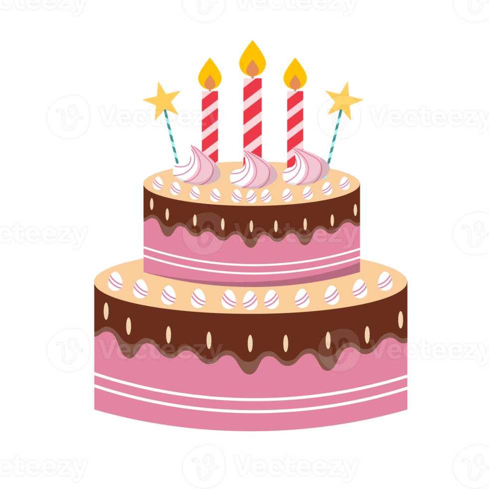 Delicious Cake with Candles for Birthday Party. png