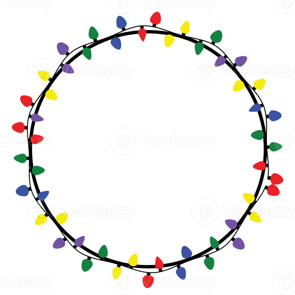 Rahmen mit mehrfarbigen Weihnachtslichtern für Girlanden png