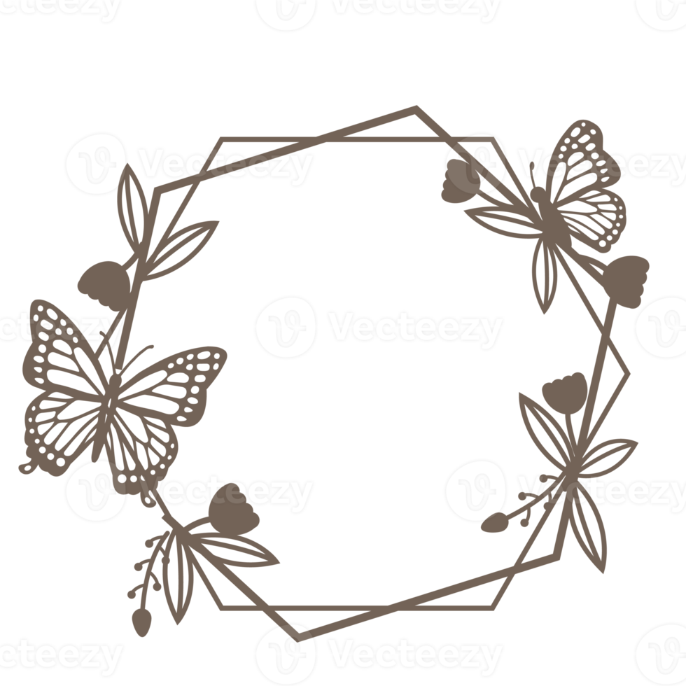 brown round wreath with twigs and butterfly.design graphic png