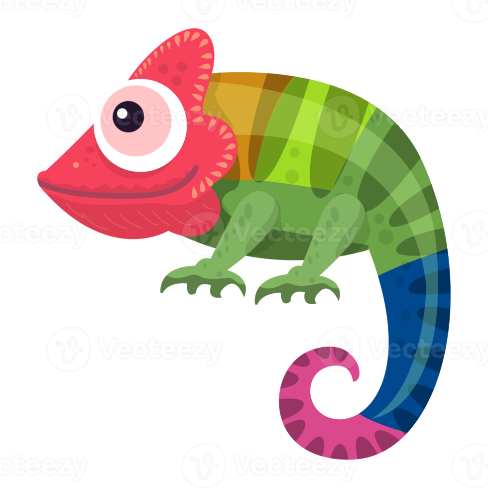 cartoon colorful chameleon element png