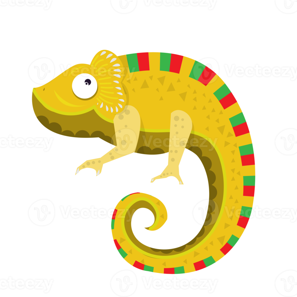 cartoon Yellow chameleon element png