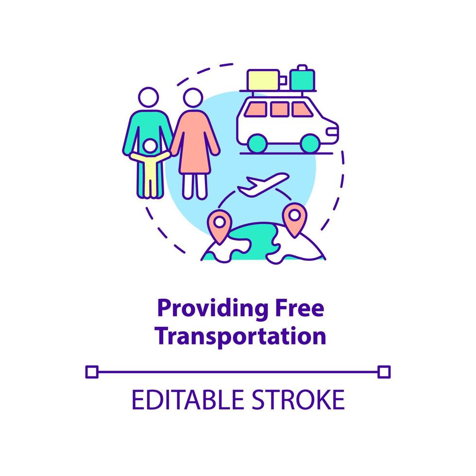 Providing free transportation concept icon. Government initiative abstract idea thin line illustration. Isolated outline drawing. Editable stroke. vector