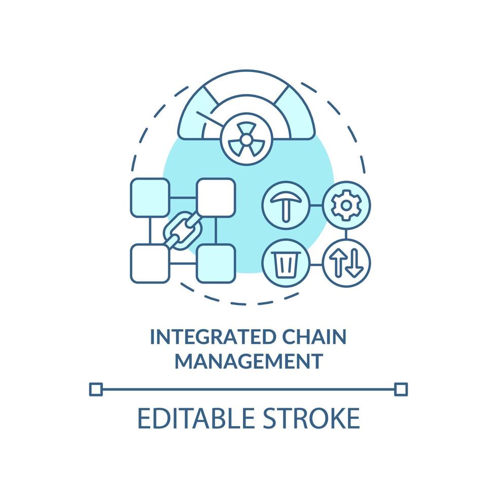 Integrated chain management turquoise concept icon. Tool of industrial ecology abstract idea thin line illustration. Isolated outline drawing. Editable stroke. vector
