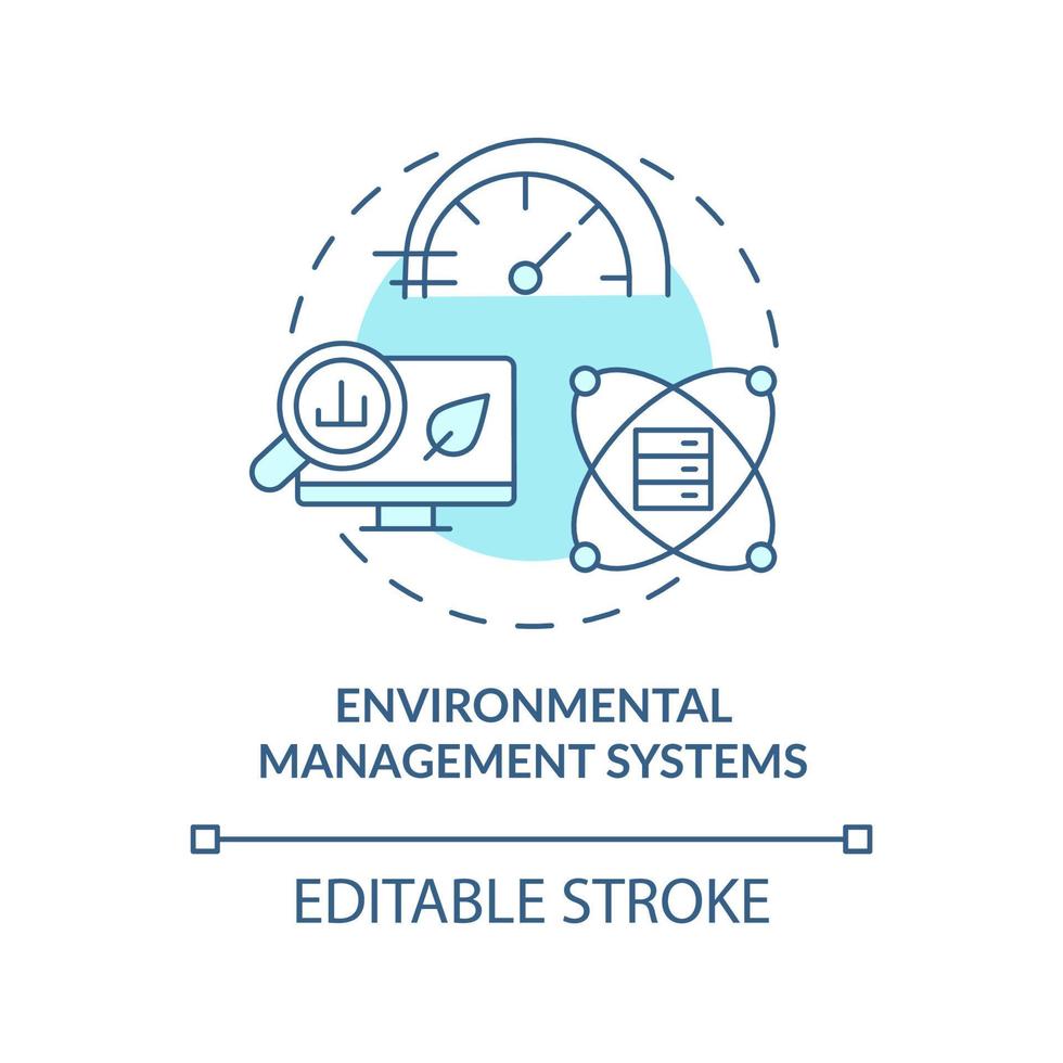 Environmental management system turquoise concept icon. Tool of industrial ecology abstract idea thin line illustration. Isolated outline drawing. Editable stroke. vector