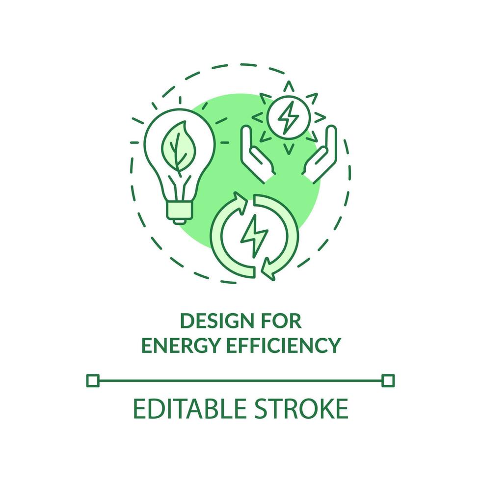 Energy efficiency design green concept icon. Power consumption. Industrial ecology abstract idea thin line illustration. Isolated outline drawing. Editable stroke. vector