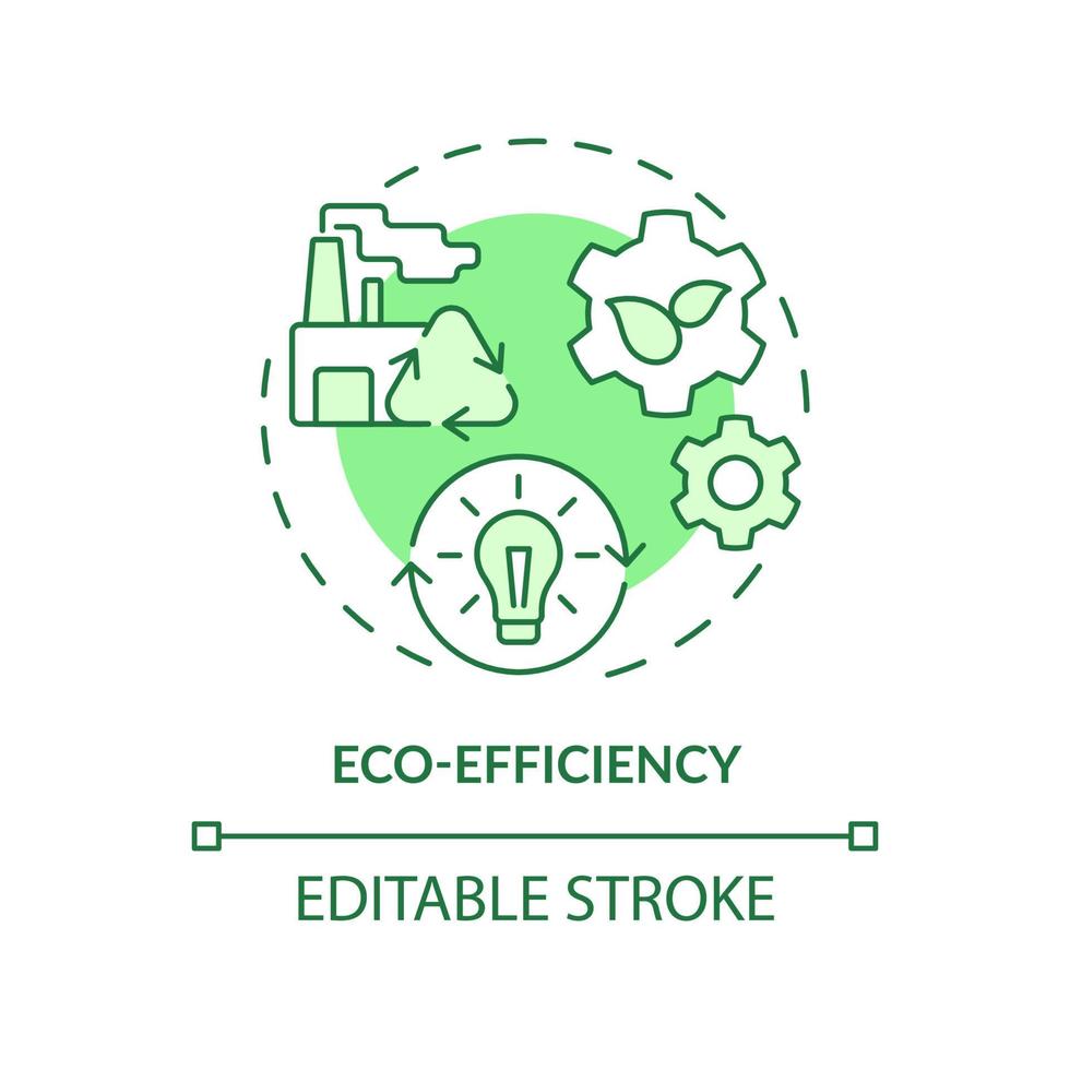 icono de concepto verde de eficiencia ecológica. promoción de la sostenibilidad. área de ecología industrial idea abstracta ilustración de línea delgada. dibujo de contorno aislado. trazo editable. vector