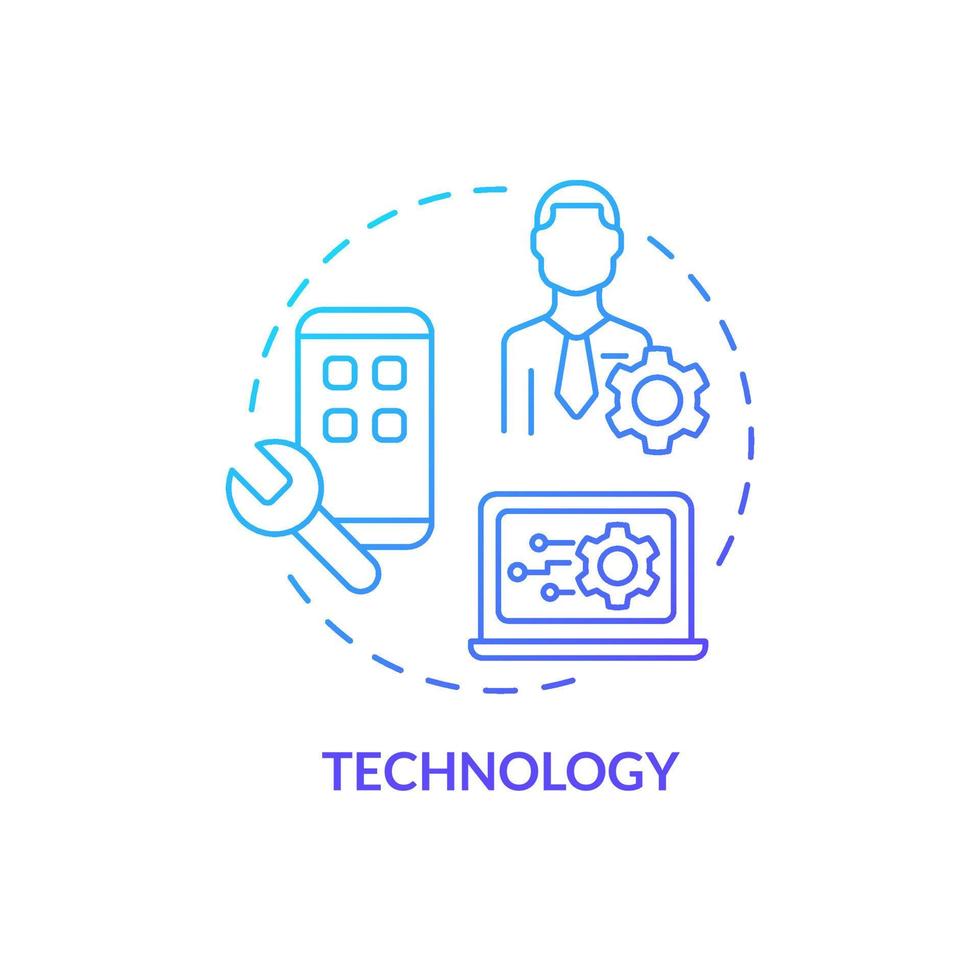 Technology blue gradient concept icon. Business issue abstract idea thin line illustration. Isolated outline drawing. Digital transformation. Cyber security. vector