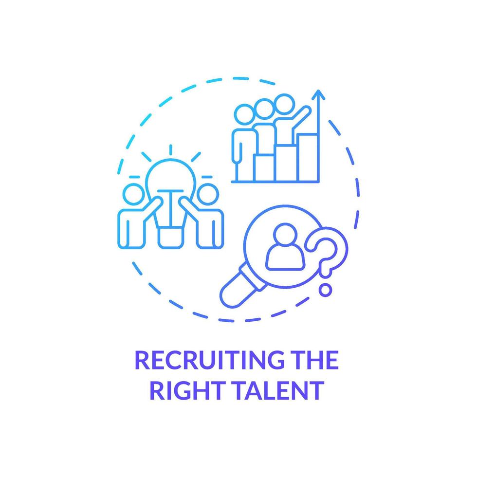 Recruiting right talent blue gradient concept icon. Biggest challenge facing business abstract idea thin line illustration. Employment. Isolated outline drawing. vector
