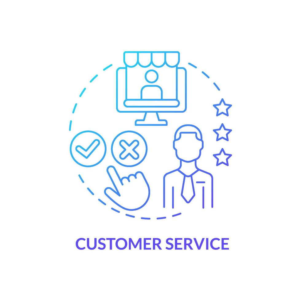 Customer service blue gradient concept icon. Frequent difficulty of startup abstract idea thin line illustration. Consumer retention. Isolated outline drawing. vector