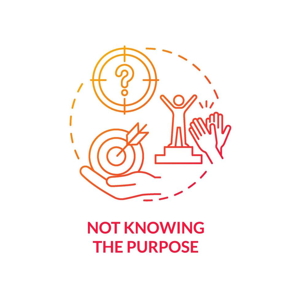 Not knowing purpose red gradient concept icon. Business problem abstract idea thin line illustration. Find competitive advantage. Isolated outline drawing. vector