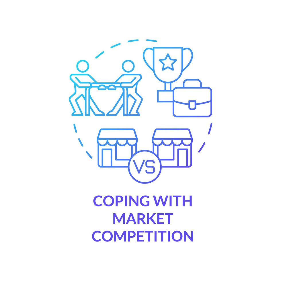 Coping with market competition blue gradient concept icon. Biggest business strategy issue abstract idea thin line illustration. Crowded market. Isolated outline drawing. vector