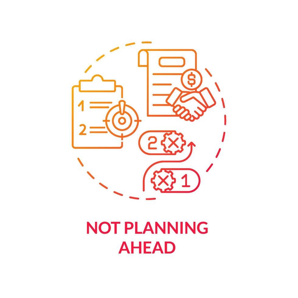 Not planning ahead red gradient concept icon. Problem faced by small business abstract idea thin line illustration. Assessing risks. Isolated outline drawing. vector