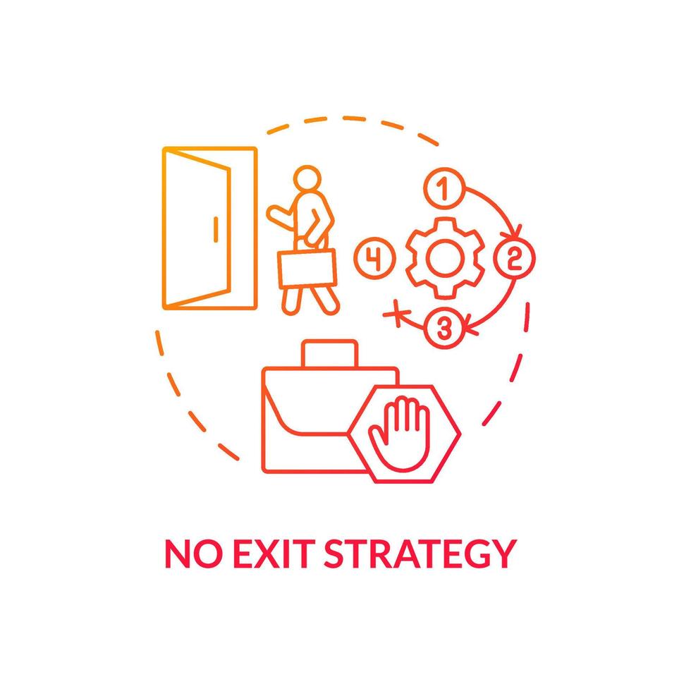 No exit strategy red gradient concept icon. Problem faced by new startups abstract idea thin line illustration. Entrepreneurship. Isolated outline drawing. vector