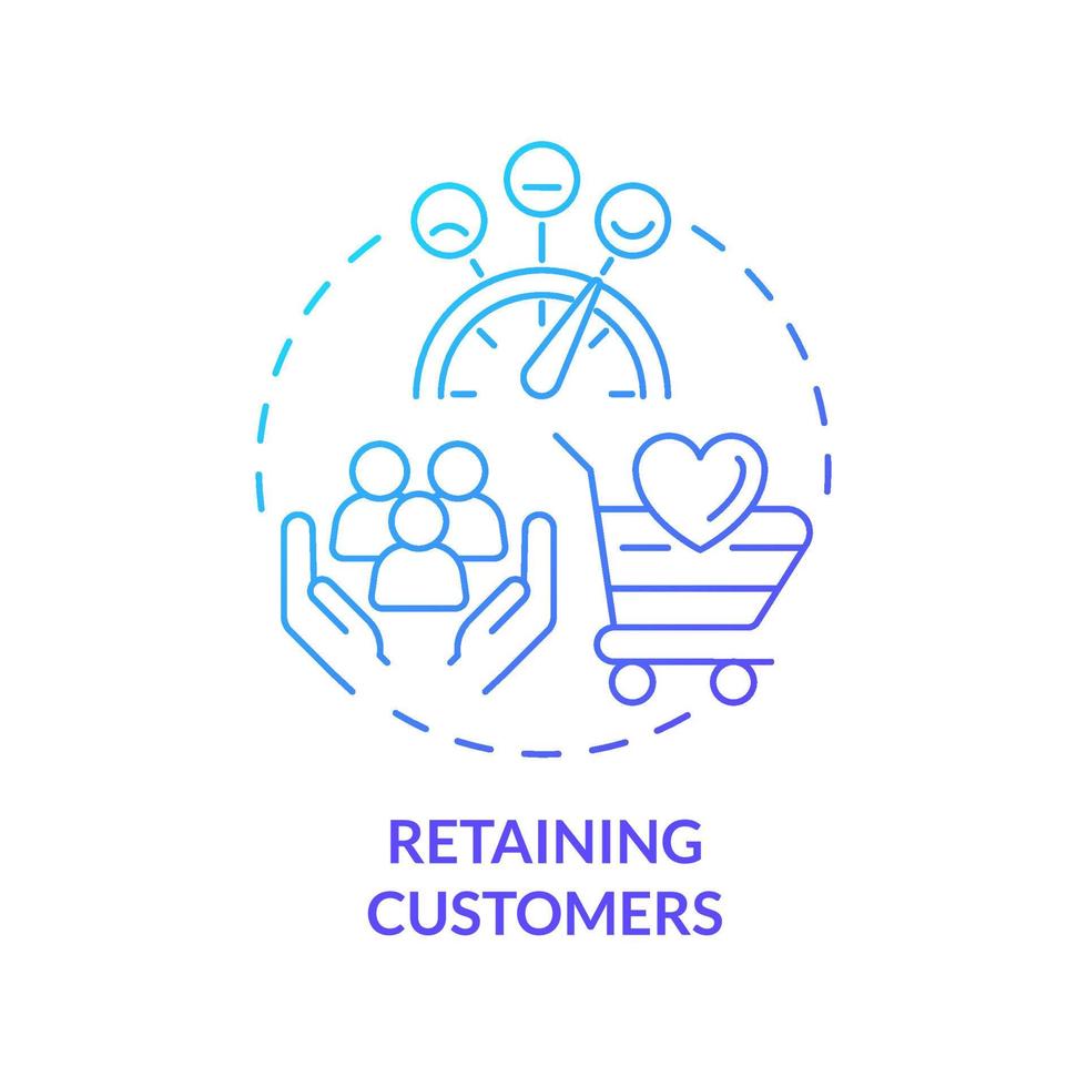 Retaining customers blue gradient concept icon. Business sales problem abstract idea thin line illustration. Client loyalty. Encouraging loyalty. Isolated outline drawing. vector