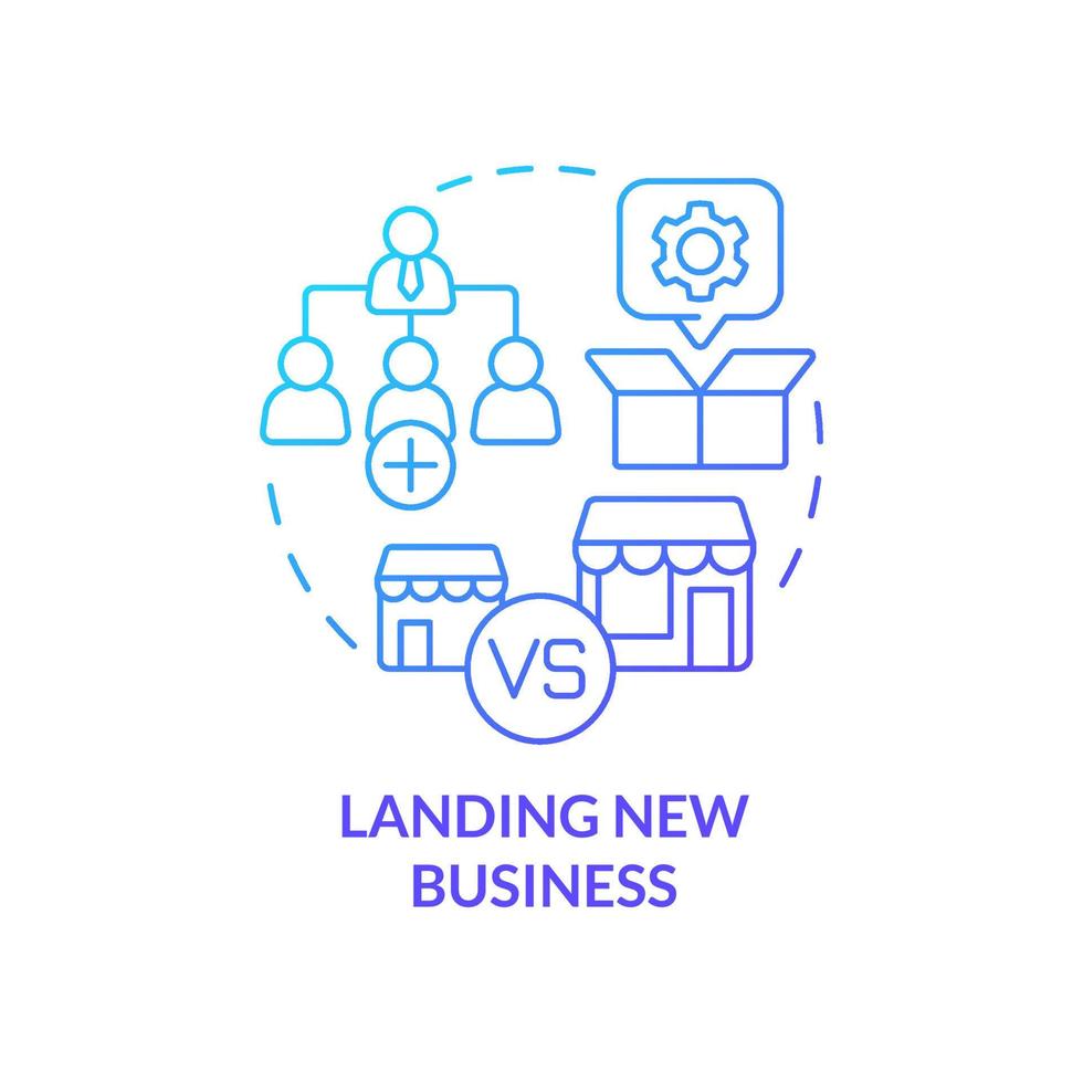 Landing new business blue gradient concept icon. Problem in sales management abstract idea thin line illustration. Business expansion. Isolated outline drawing. vector