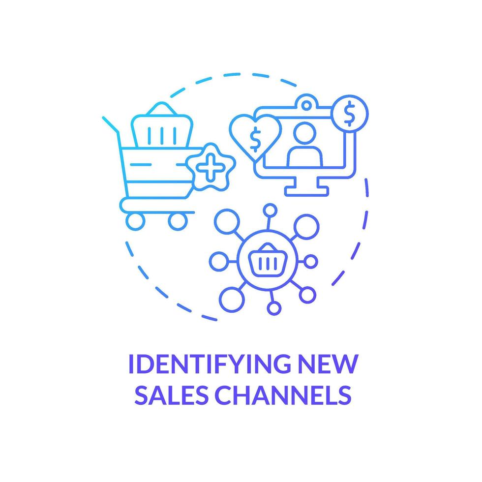 Identifying new sales channels blue gradient concept icon. Problem in sales management abstract idea thin line illustration. Reaching new customers. Isolated outline drawing. vector